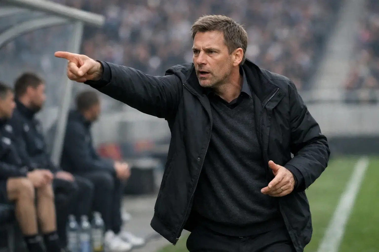 Trainer gibt Anweisungen am Spielfeldrand