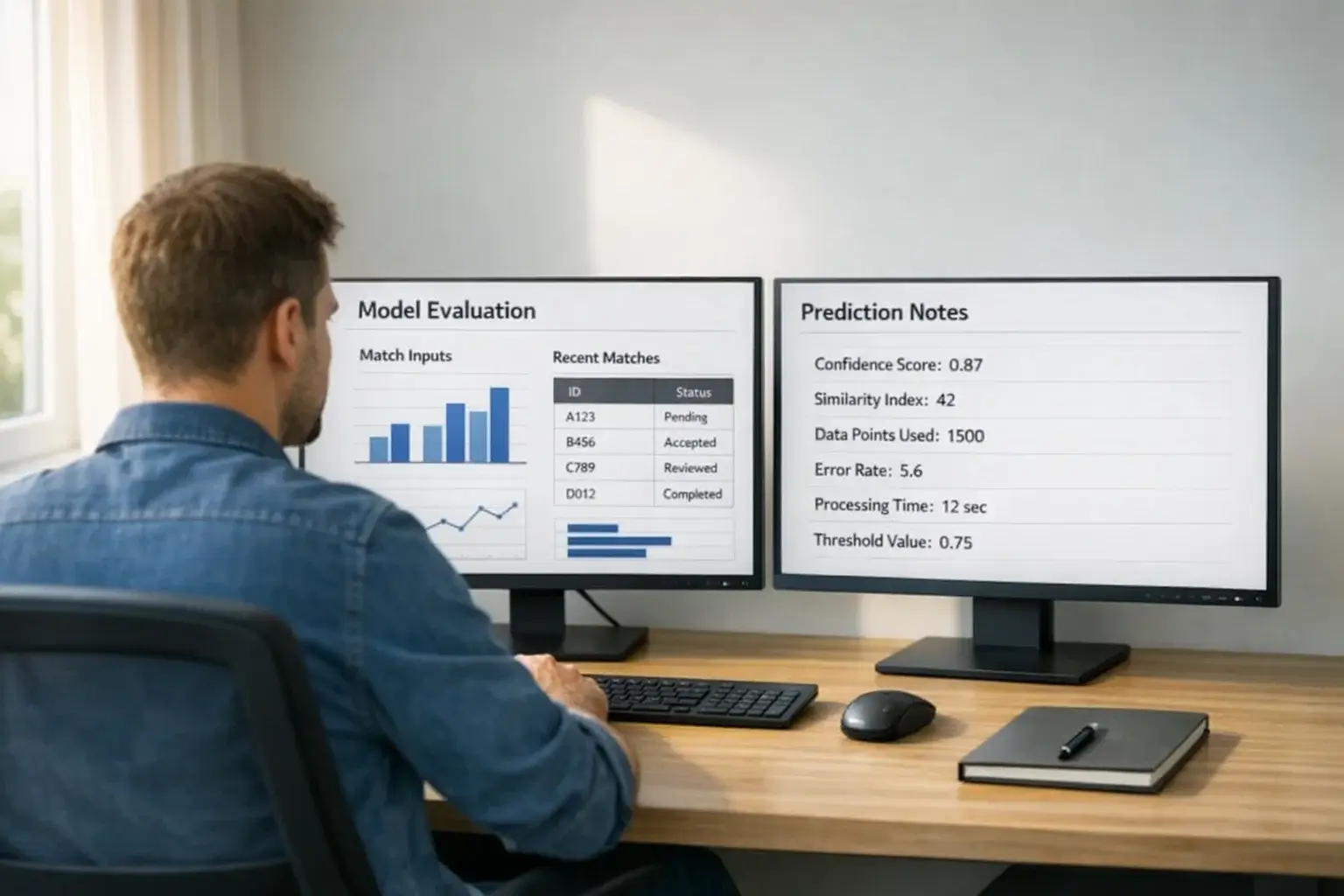 Person analysiert Daten am Computer