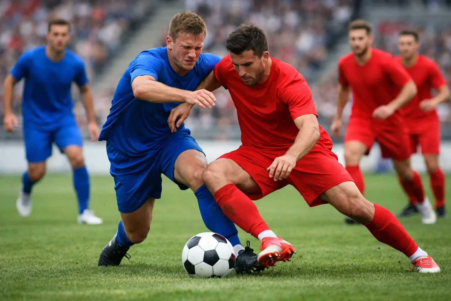 Fussballspieler auf dem Rasen während einer Spielanalyse