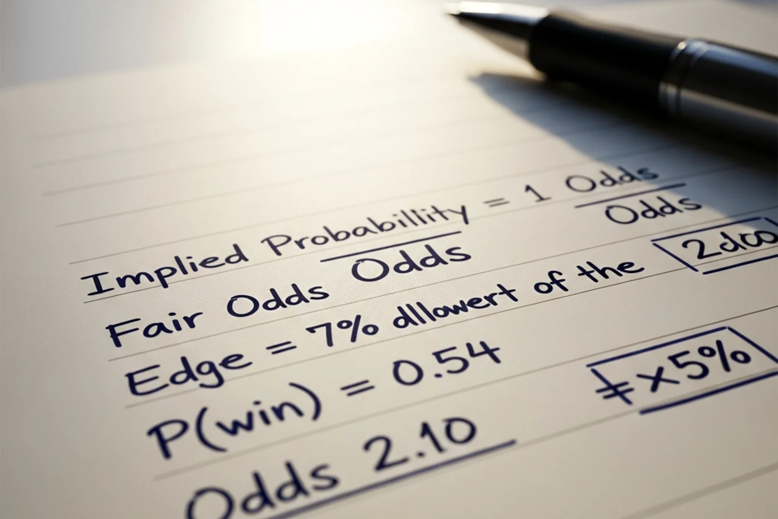 Nahaufnahme von Notizen mit Wahrscheinlichkeitsberechnungen